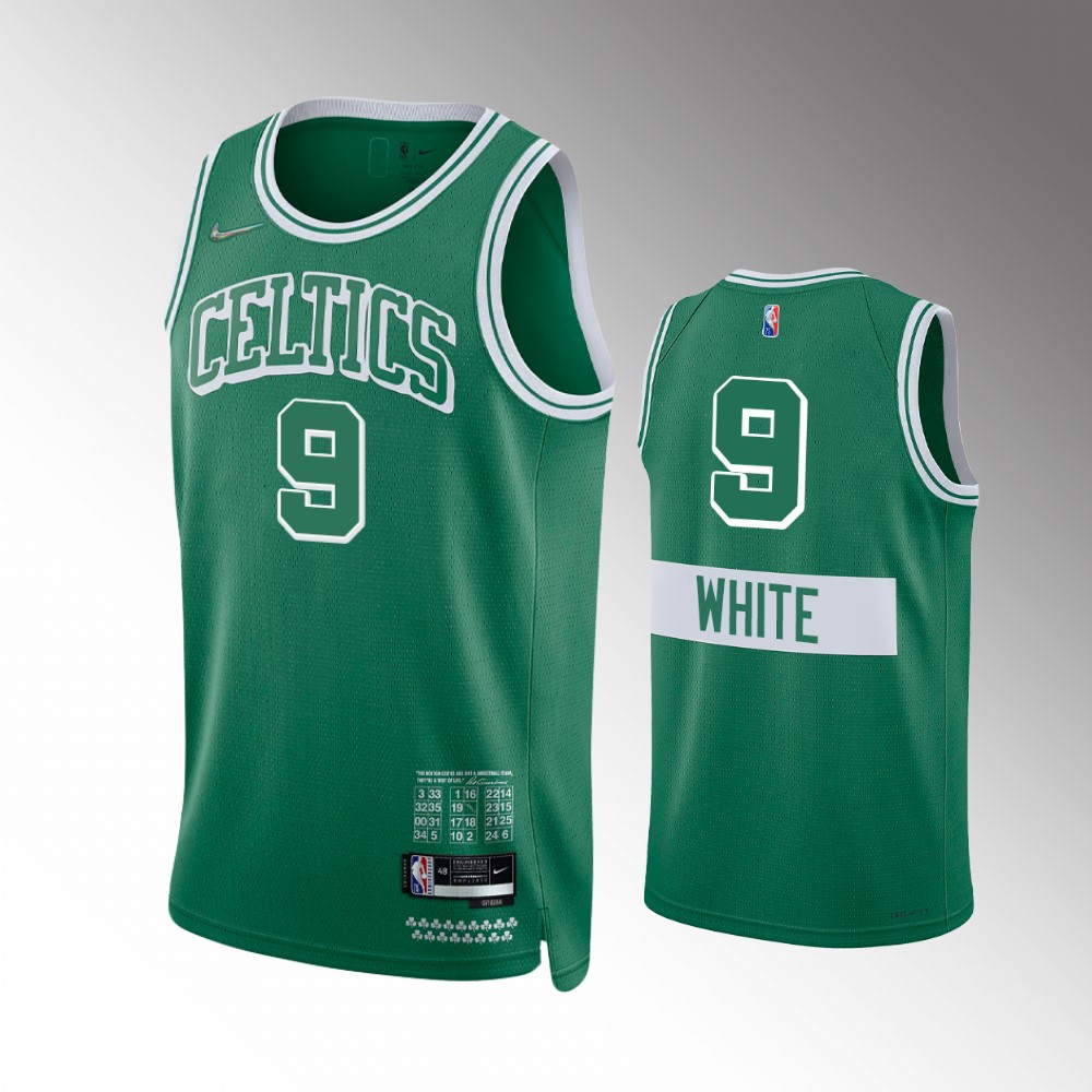 Men's Boston Celtics Derrick White #9 City Edition 75th Diamond Badge Green Jersey 2401NVRV